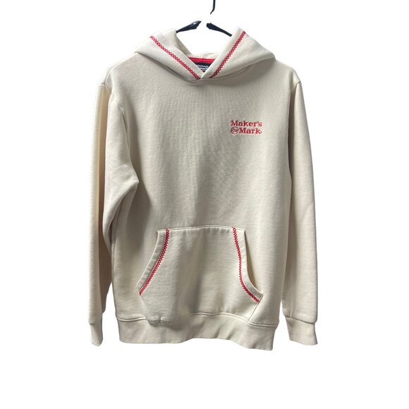 Makers Mark Other - Maker’s Mark Cream Hoodie with Red Stitching – Size Small
